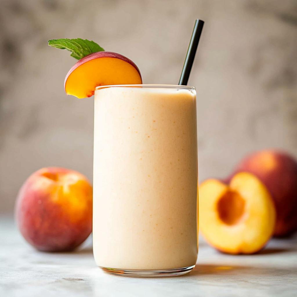 Recipe preparation for Peach Yogurt Smoothie