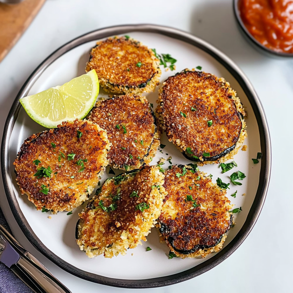 Recipe preparation for Crispy Baked Eggplant