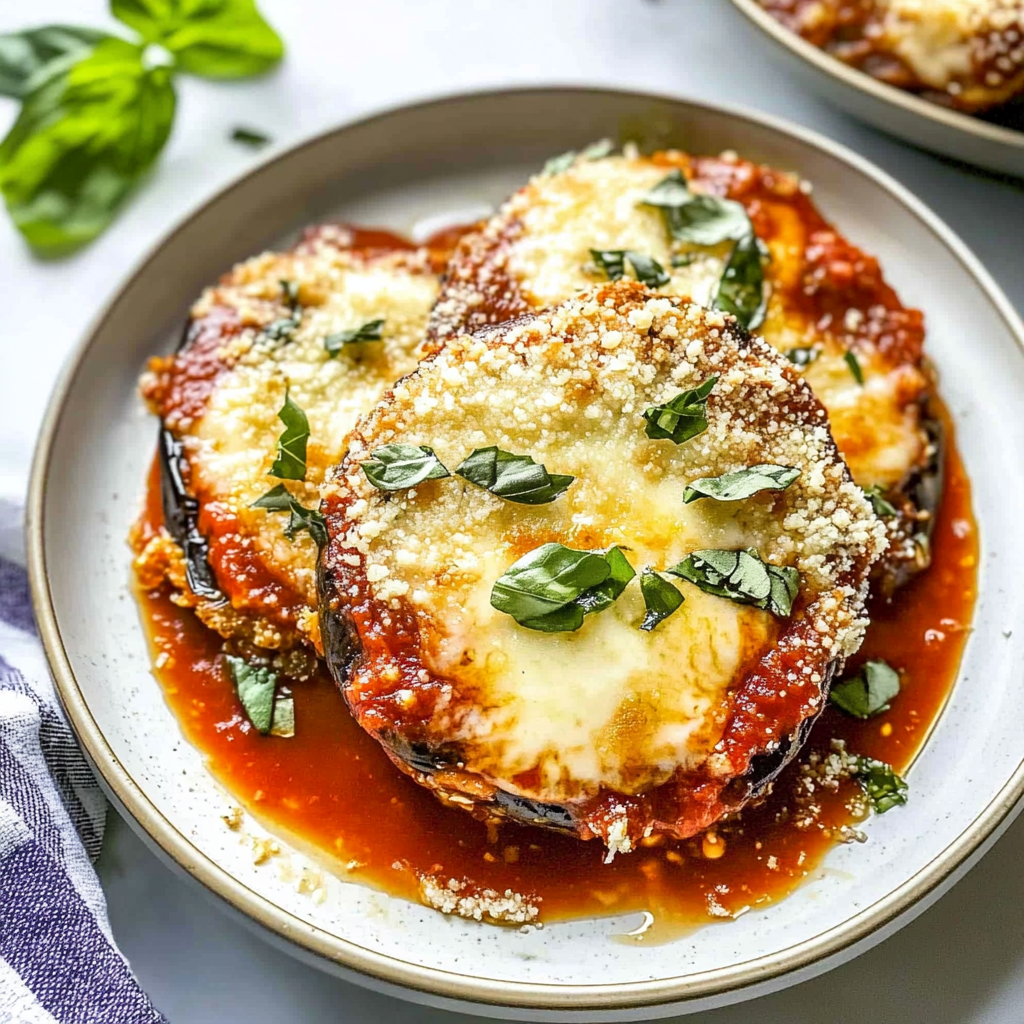 Recipe preparation for Healthy Air Fryer Eggplant Parmesan