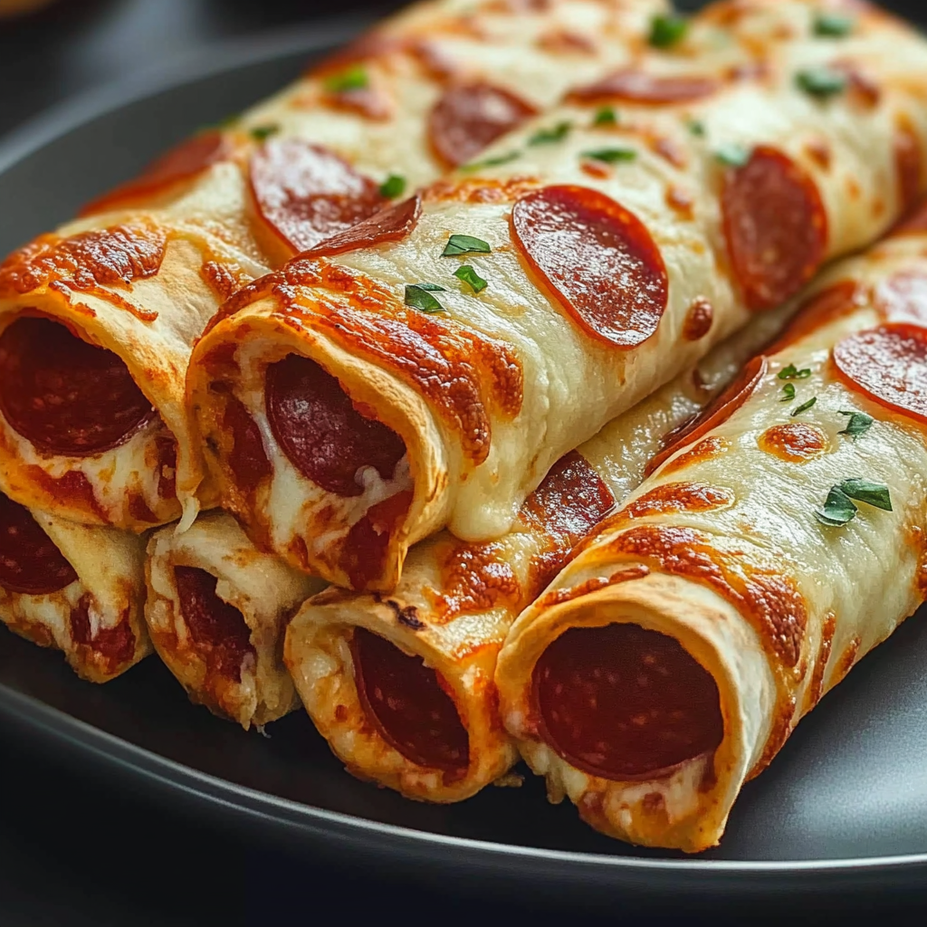 Recipe preparation for Cheesy Pepperoni Pizza Roll-Ups with Low-Carb Tortillas