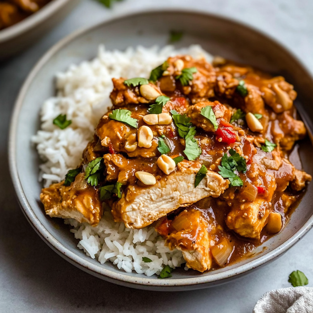 Recipe preparation for Slow Cooker Peanut Chicken Recipe