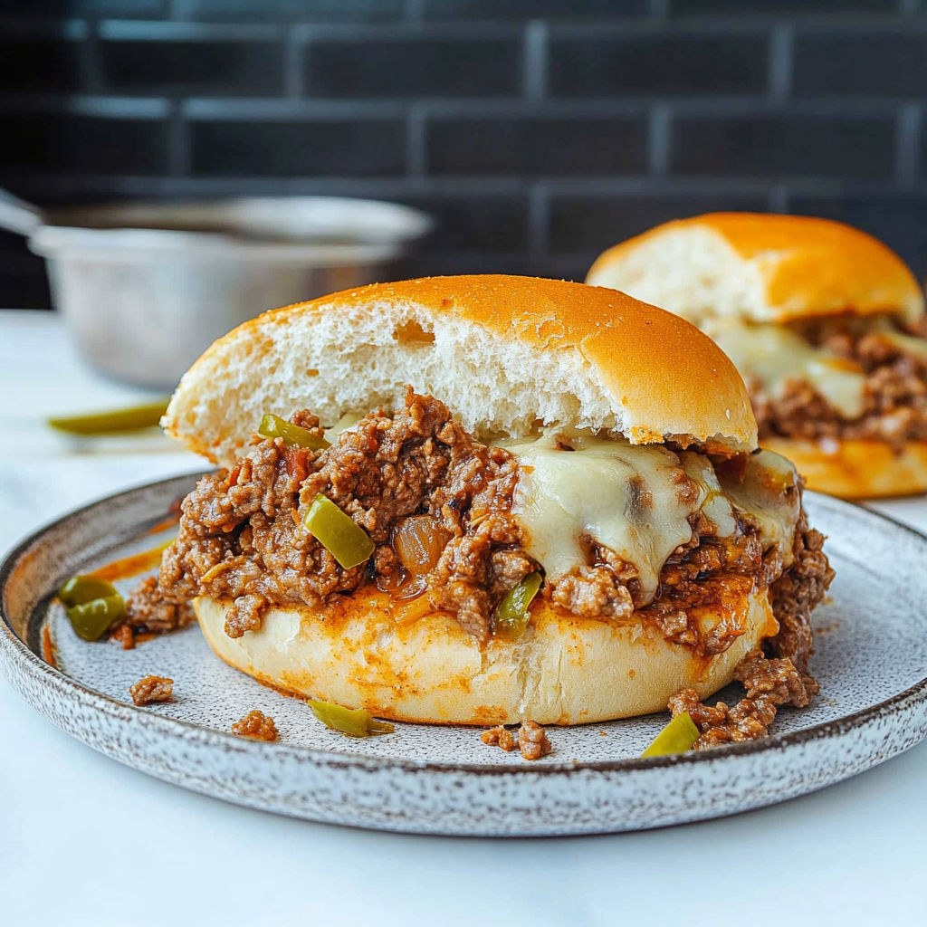 Recipe preparation for Philly Cheese Steak Sloppy Joes