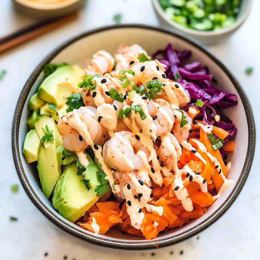 Recipe preparation for Shrimp Poke Bowl