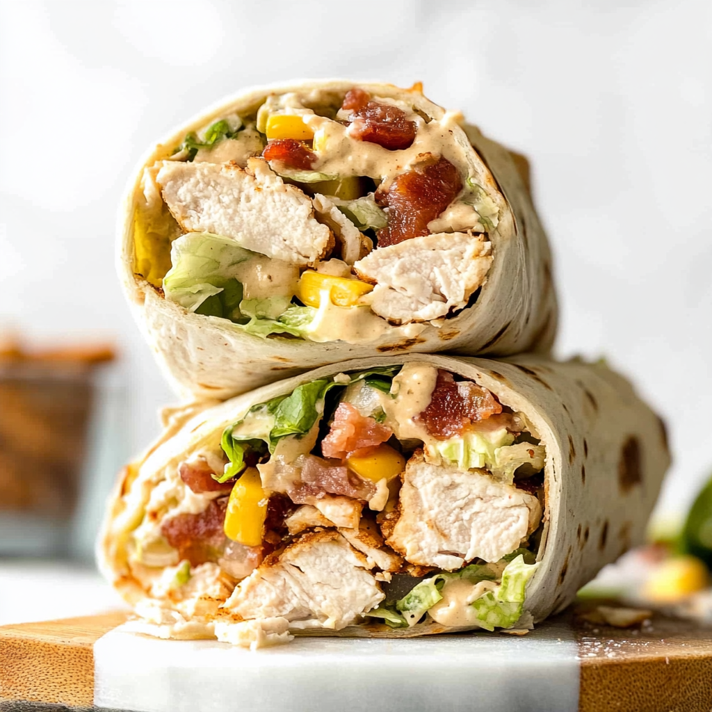Recipe preparation for Chicken Bacon Ranch Wrap