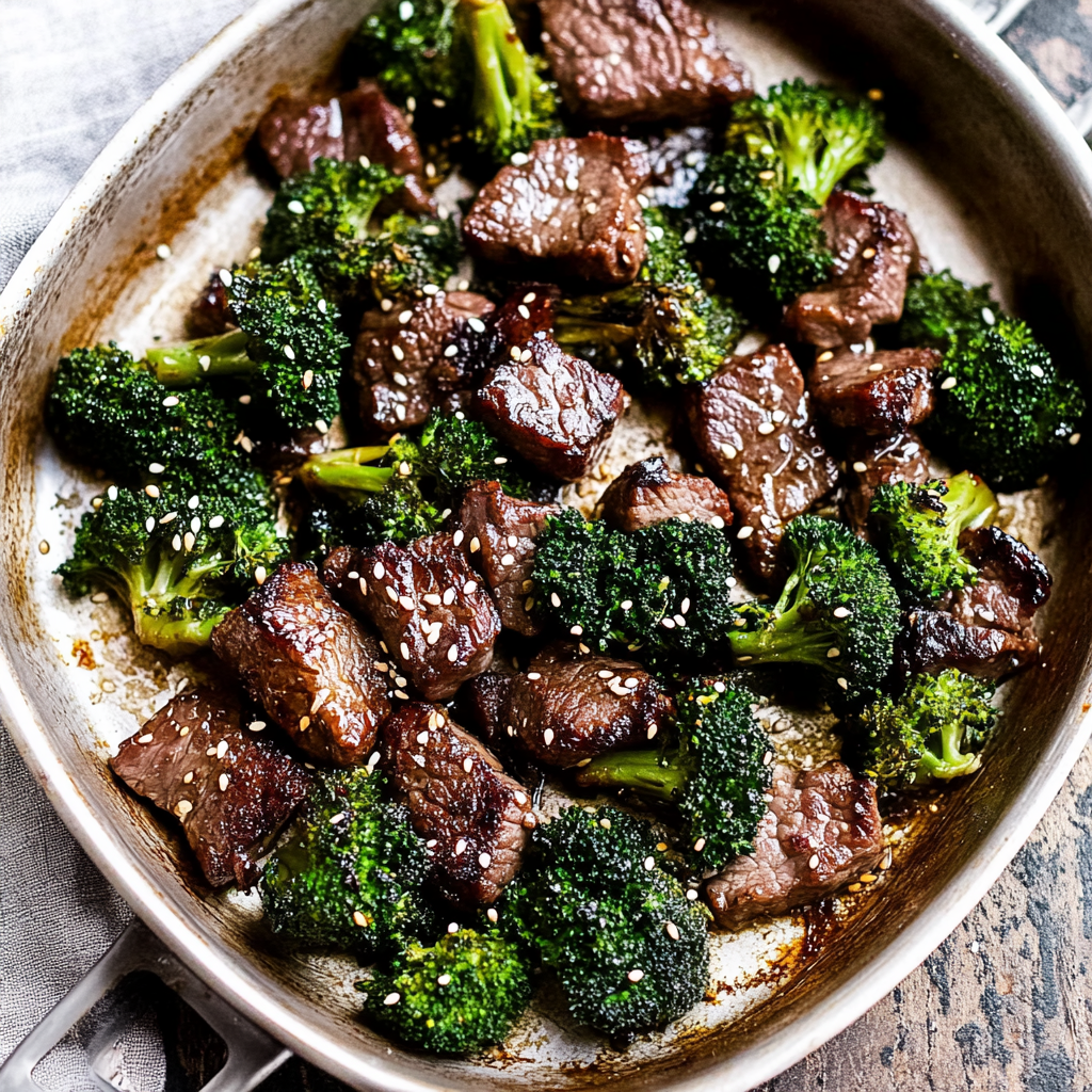 Recipe preparation for Sesame Beef and Broccoli