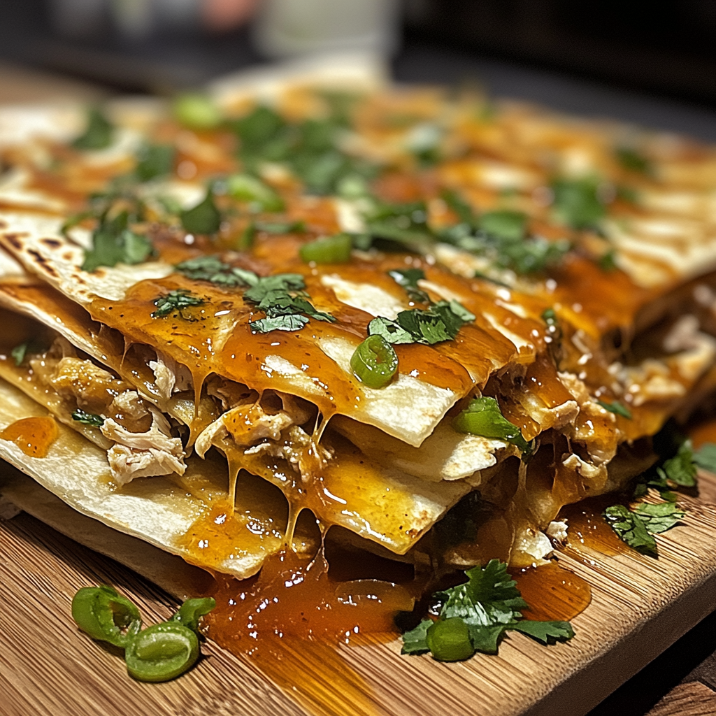 Recipe preparation for Hot Honey Chicken Quesadillas