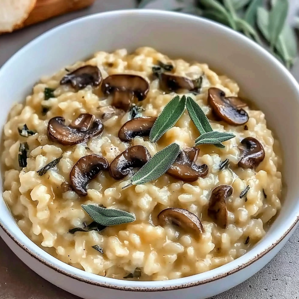 Recipe preparation for Mushroom Sage Risotto