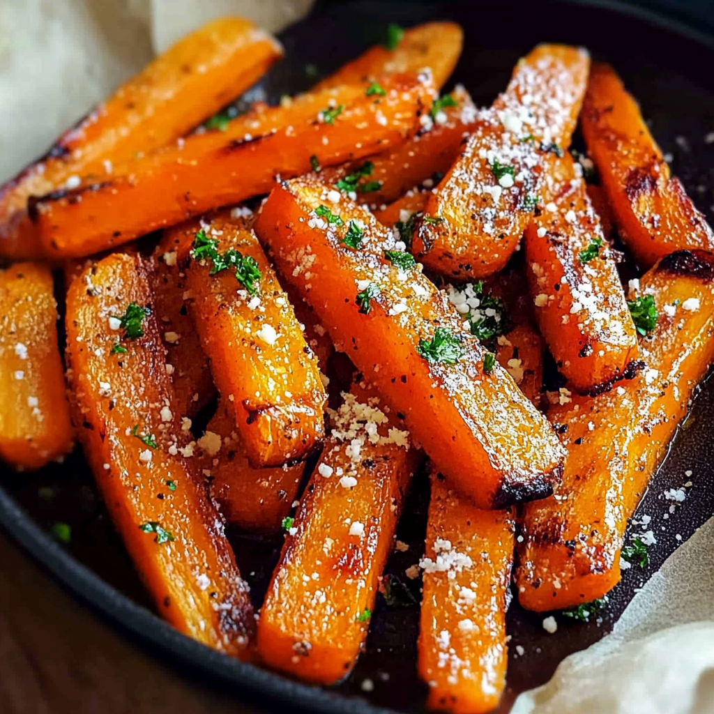 Recipe preparation for Parmesan Garlic Roasted Carrots