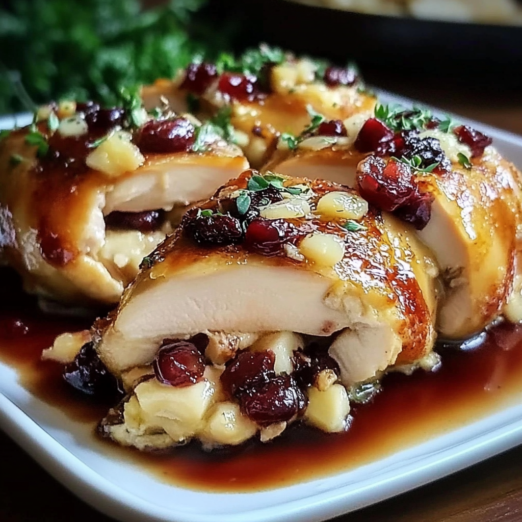 Recipe preparation for Cranberry Brie Stuffed Chicken