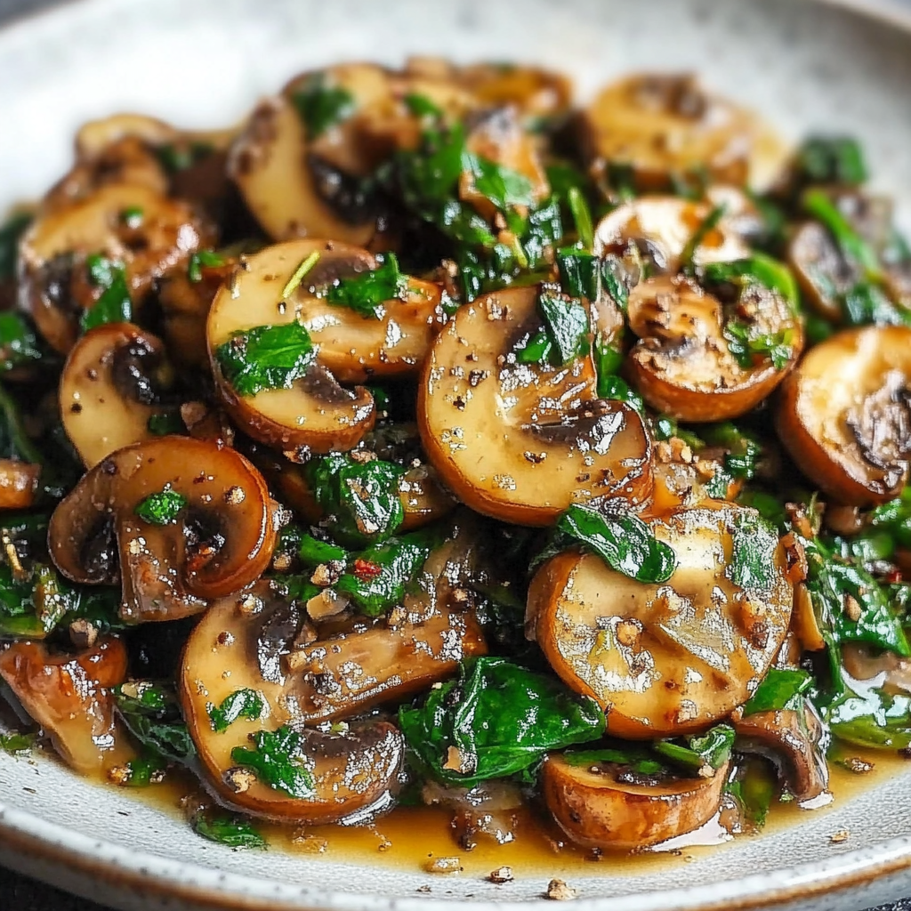 Recipe preparation for Sauteed Mushrooms Spinach