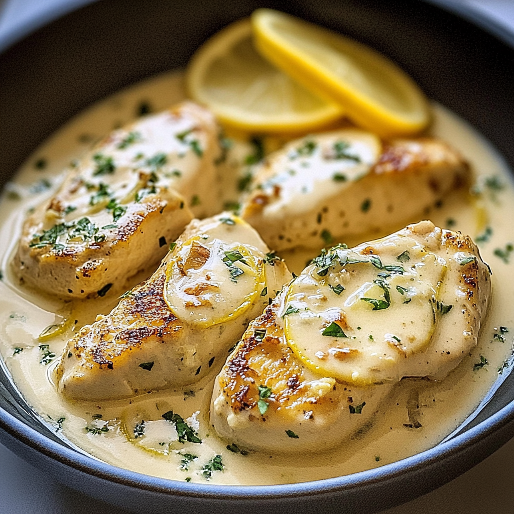 Recipe preparation for Creamy Lemon Chicken Parmesan