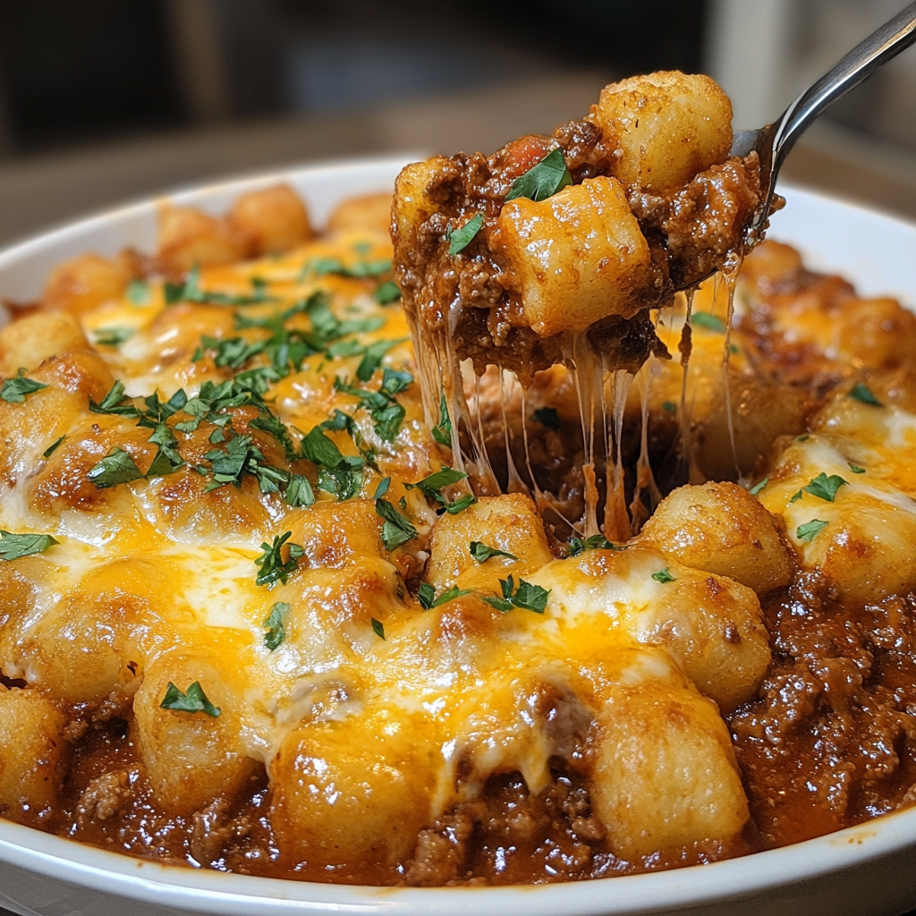 Recipe preparation for Sloppy Joe Tater Tot Casserole