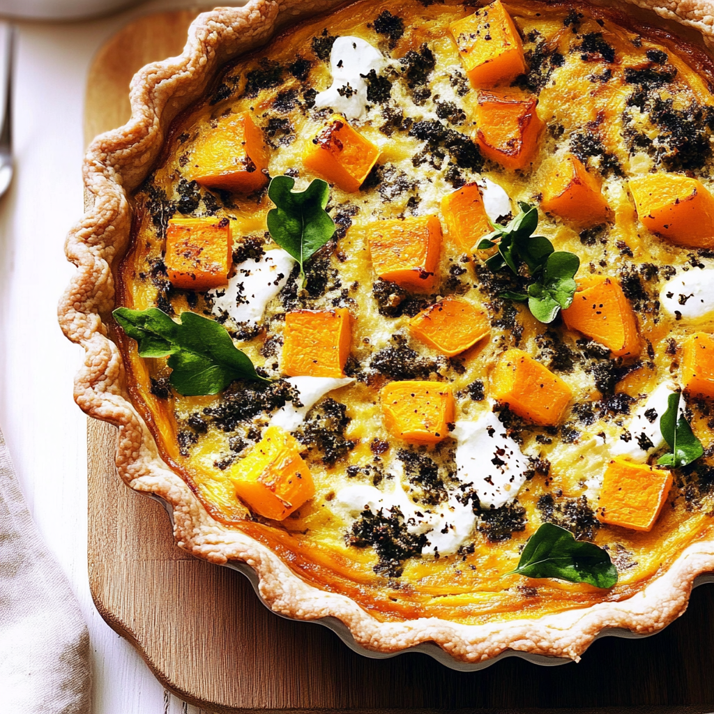 Recipe preparation for Butternut Squash Quiche
