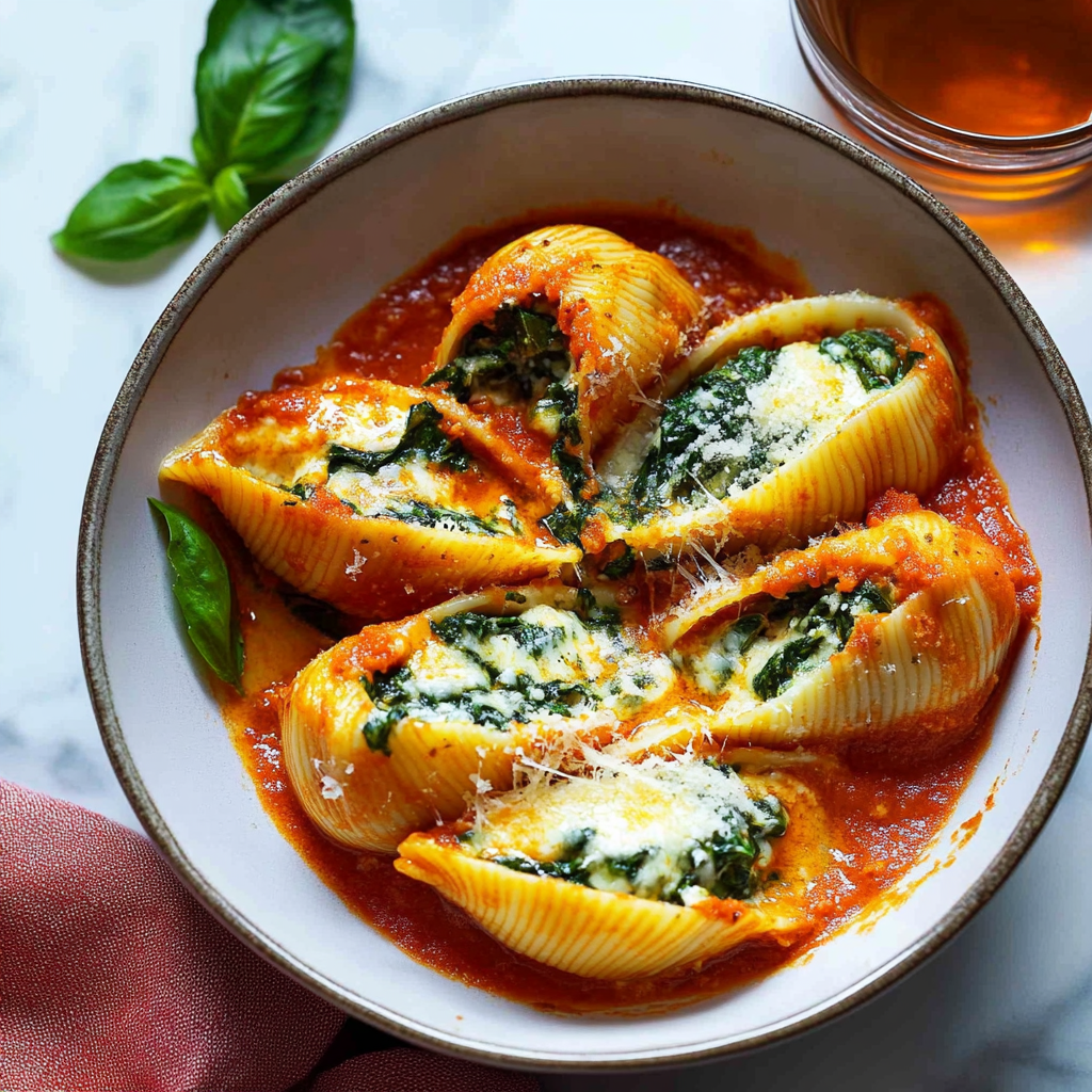 Recipe preparation for Spinach and Ricotta Stuffed Shells Recipe