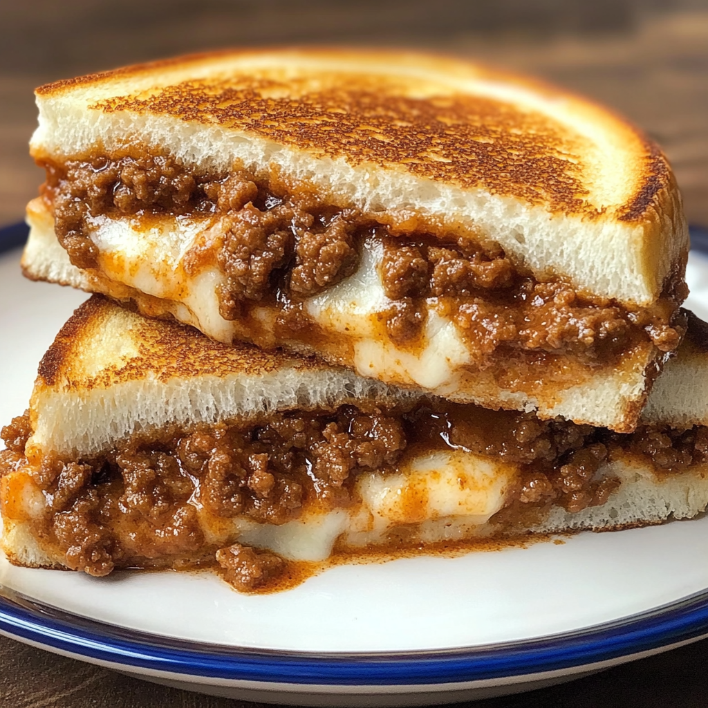 Recipe preparation for Sloppy Joe Grilled Cheese