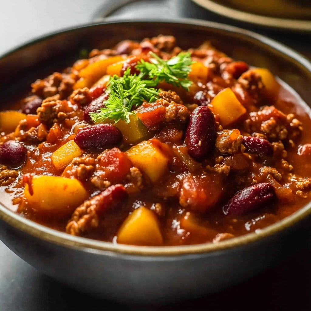 Recipe preparation for Hearty Turkey Apple Chili