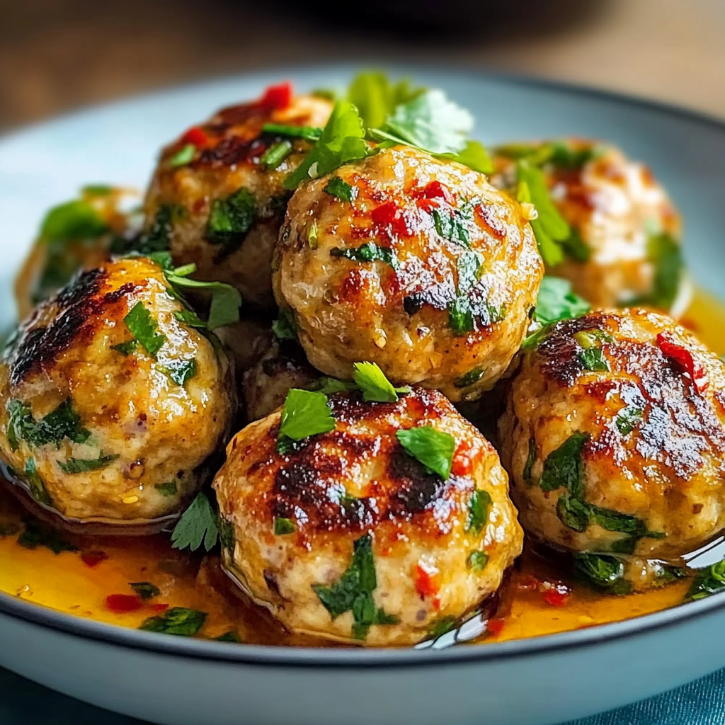 Recipe preparation for Easy Thai Baked Chicken Meatballs