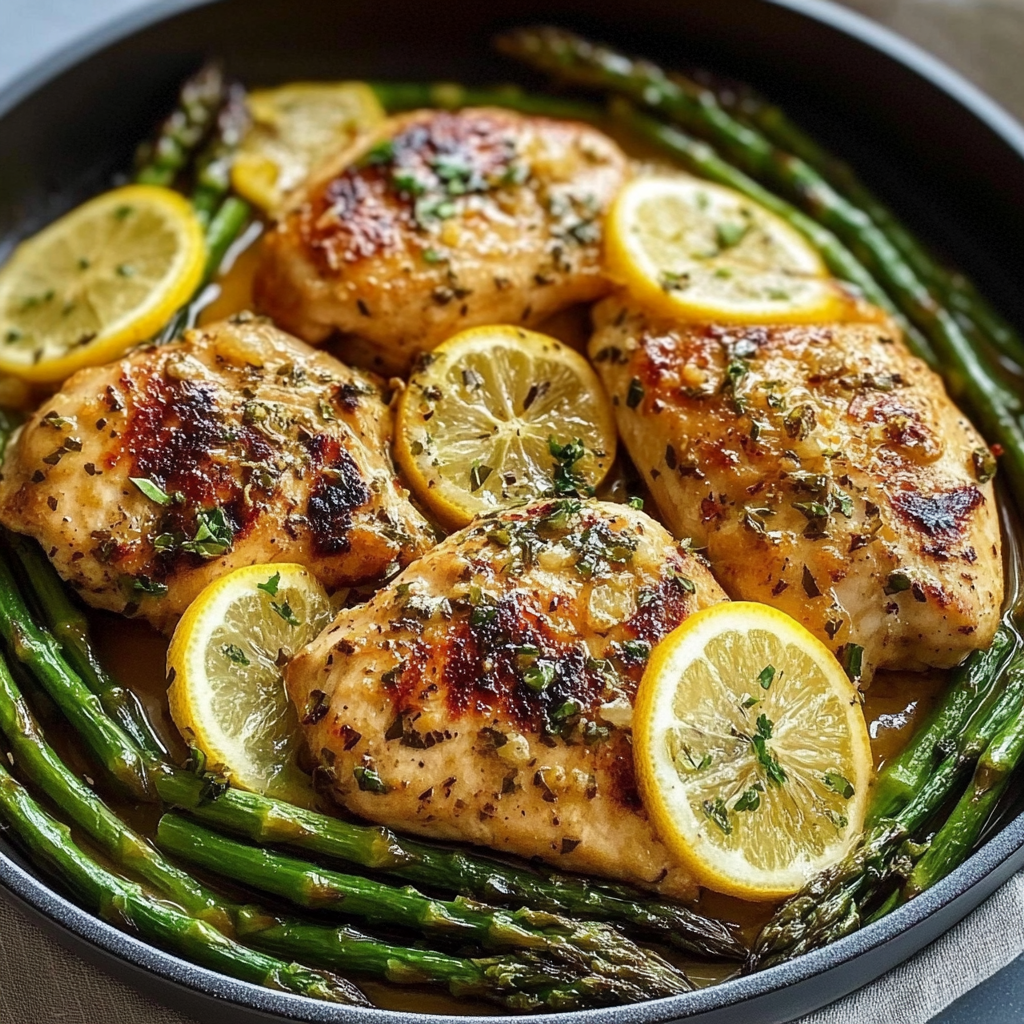 Recipe preparation for Sheet Pan Lemon Chicken with Asparagus