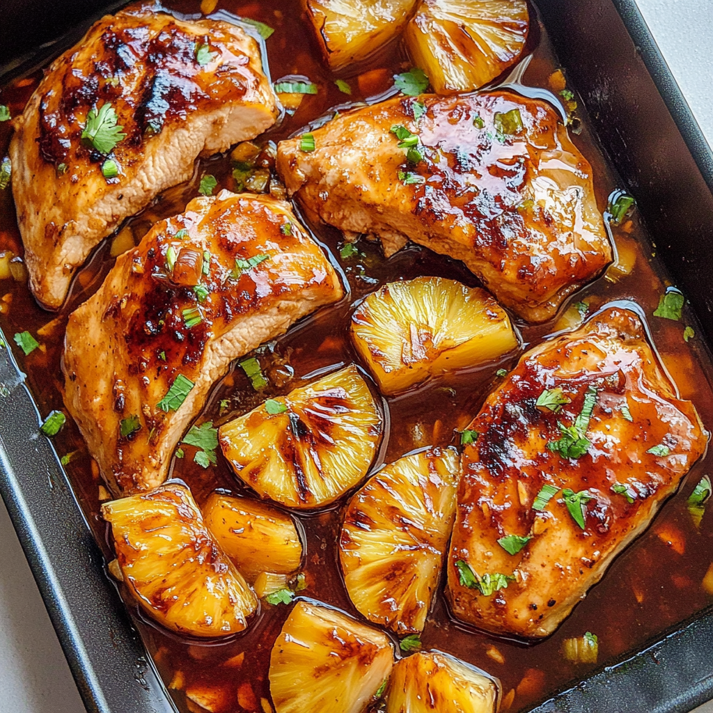 Recipe preparation for Sheet Pan BBQ Pineapple Chicken