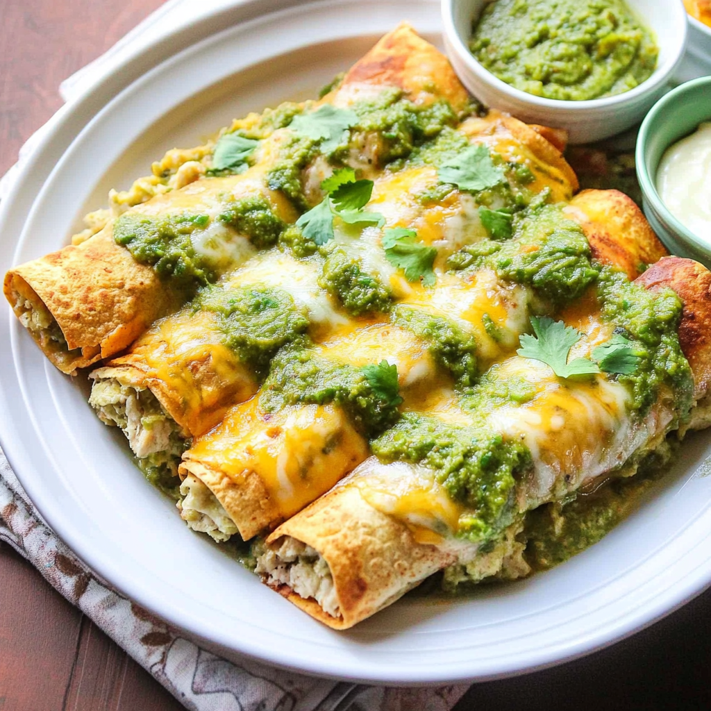 Recipe preparation for Green Chicken Enchiladas