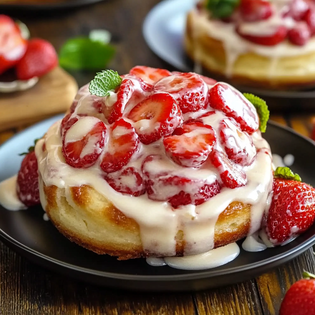 Recipe preparation for strawberry cheesecake cinnabon rolls
