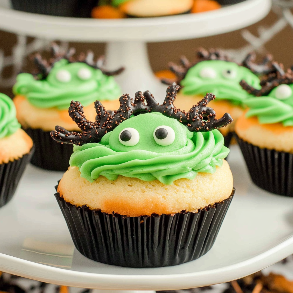 Recipe preparation for Halloween Monster Cupcakes