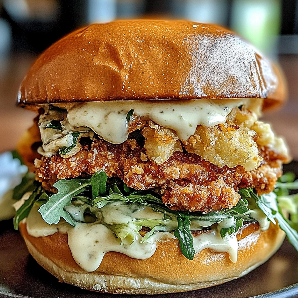 Recipe preparation for Crispy Chicken Caesar Sandwich