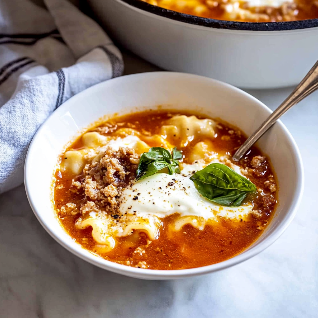 Recipe preparation for lasagna soup
