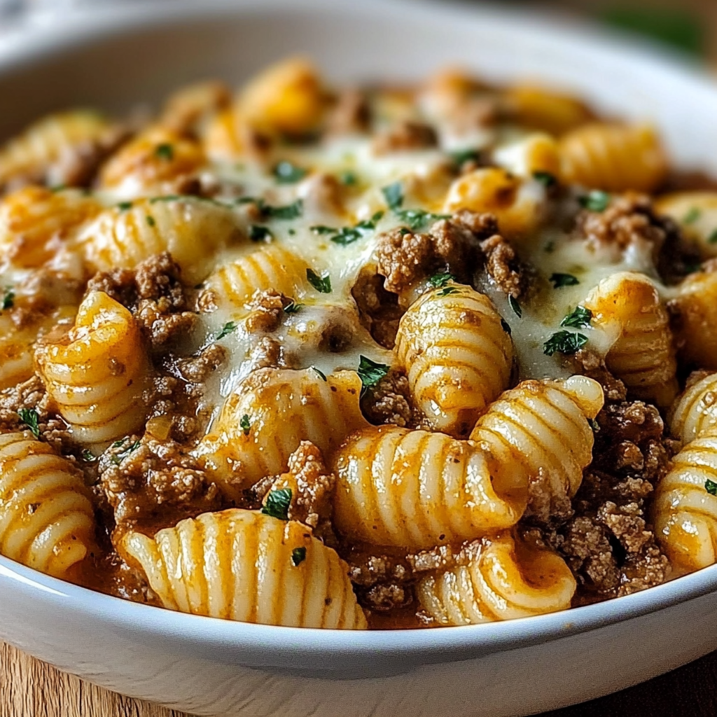 Recipe preparation for One Pot Cheesy Beef Shells