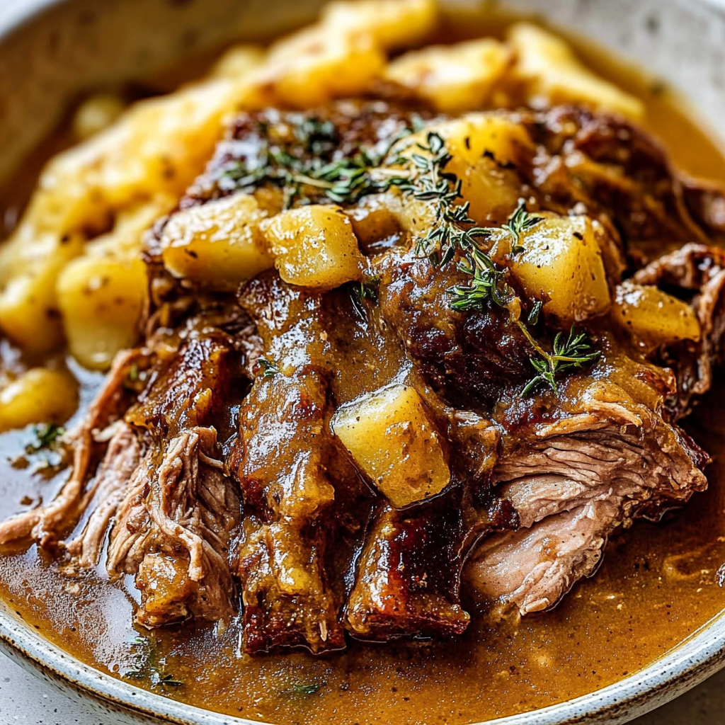Recipe preparation for Apple Cider Braised Pork Shoulder