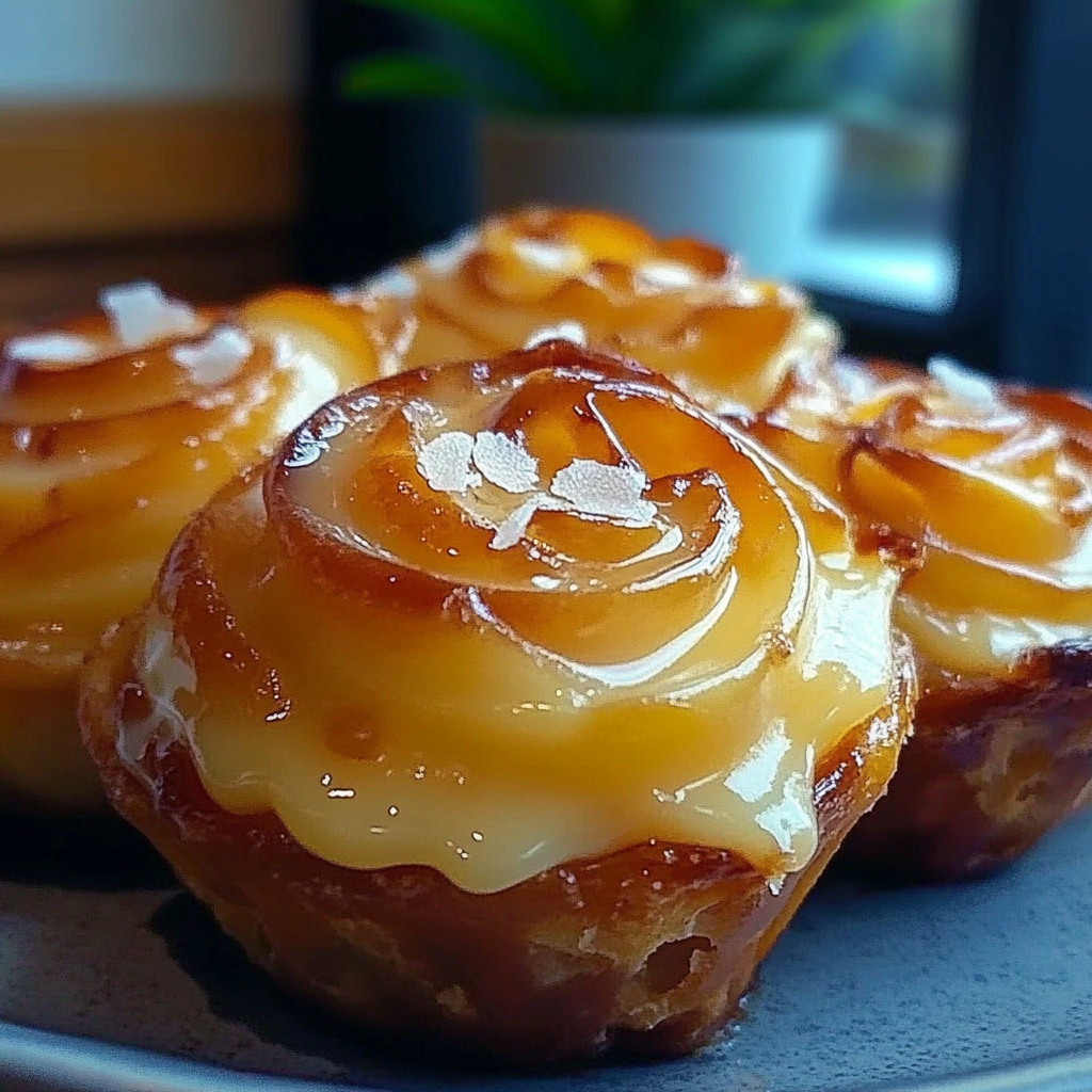 Recipe preparation for Flaky Peach Filled Cruffins