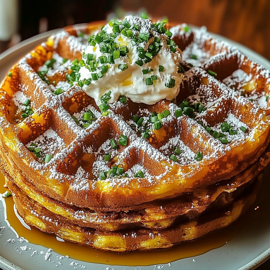 Recipe preparation for Savory Cornbread Waffles