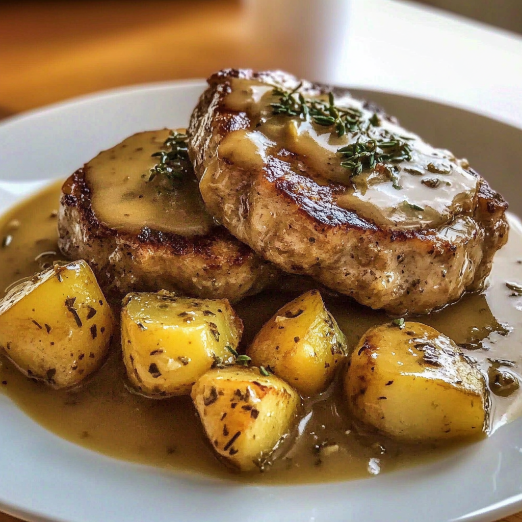 Recipe preparation for Smothered Pork Chops Potatoes Gravy