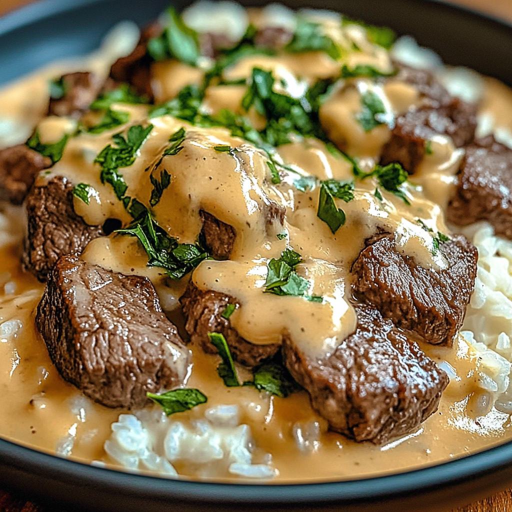 Recipe preparation for Steak Queso Rice