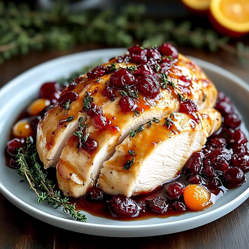 Recipe preparation for Cranberry Orange Glazed Turkey Chicken