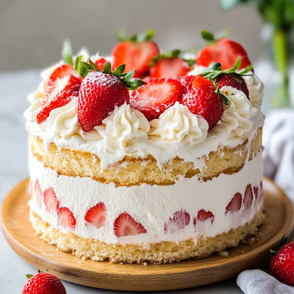 Recipe preparation for Strawberry Shortcake Cake