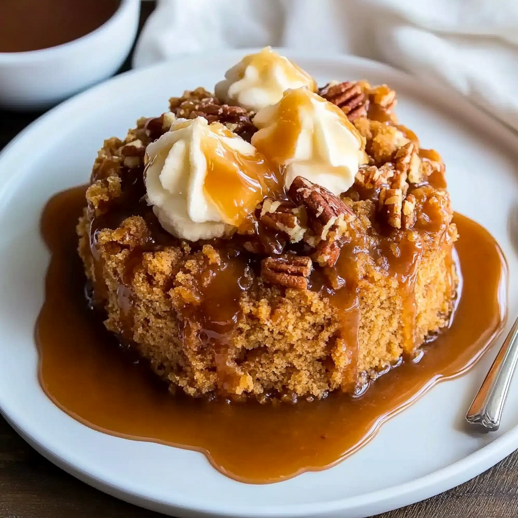 Recipe preparation for Sweet Crockpot Pumpkin Spice Cake