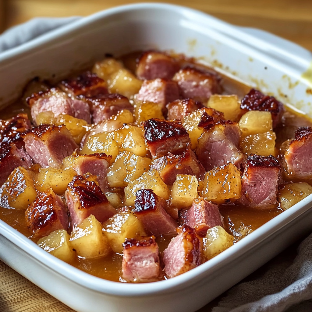 Recipe preparation for Sweet Glazed Ham Delight