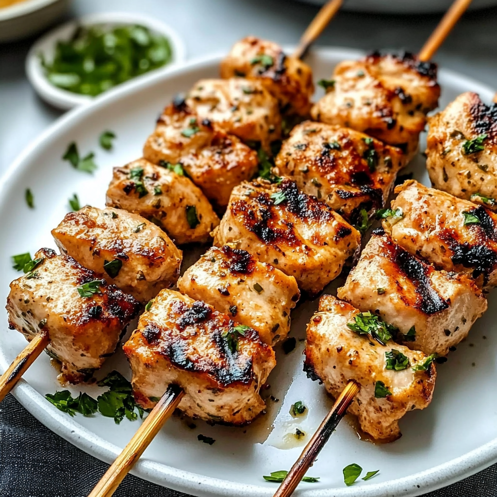 Recipe preparation for Garlic Parmesan Chicken Skewers