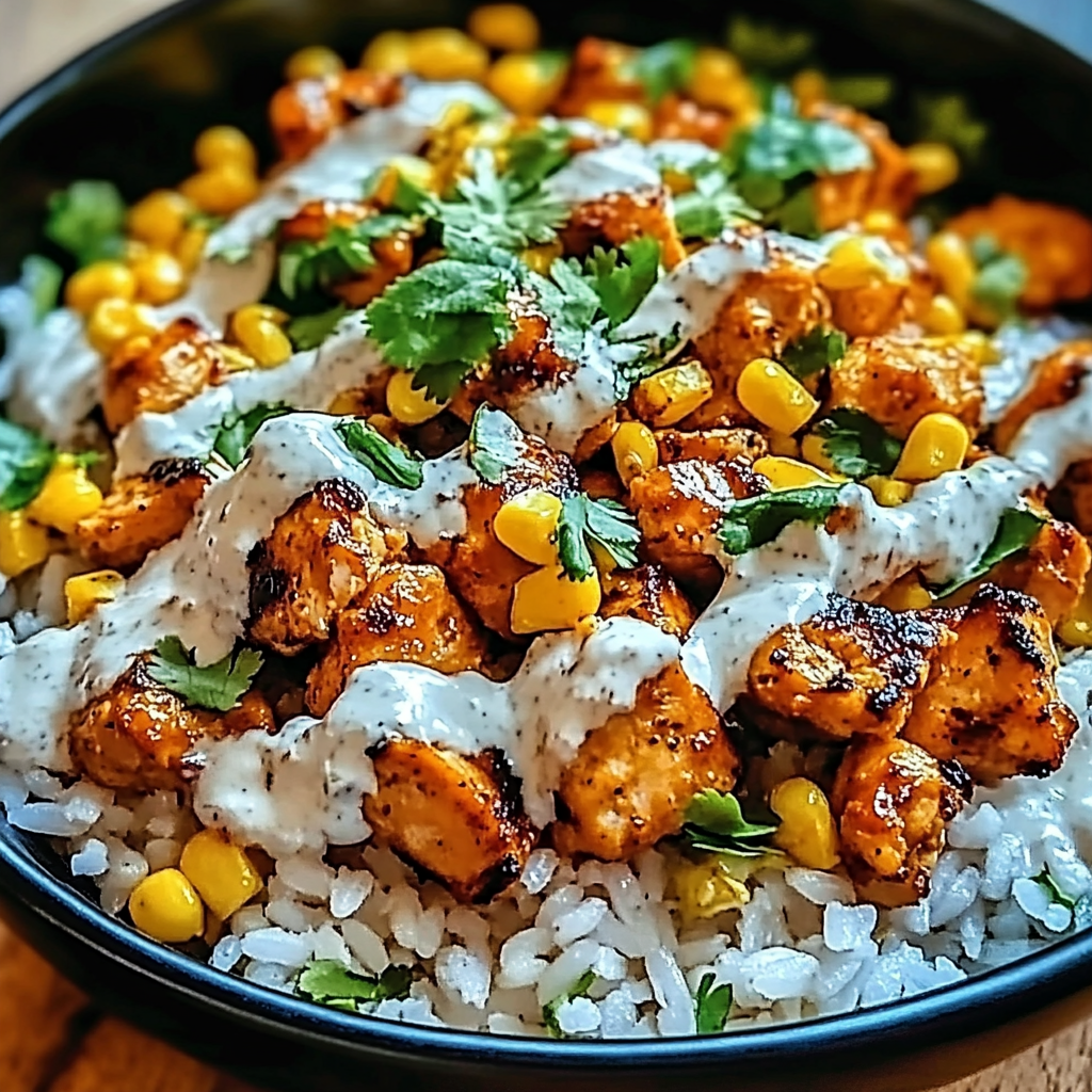 Recipe preparation for Street Corn Chicken Rice Bowl