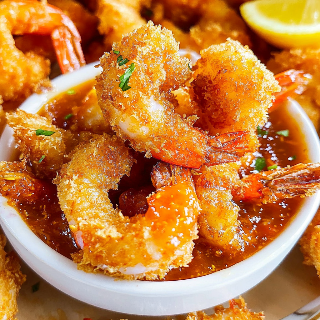 Recipe preparation for Crispy Coconut Shrimp with Mango Salsa​