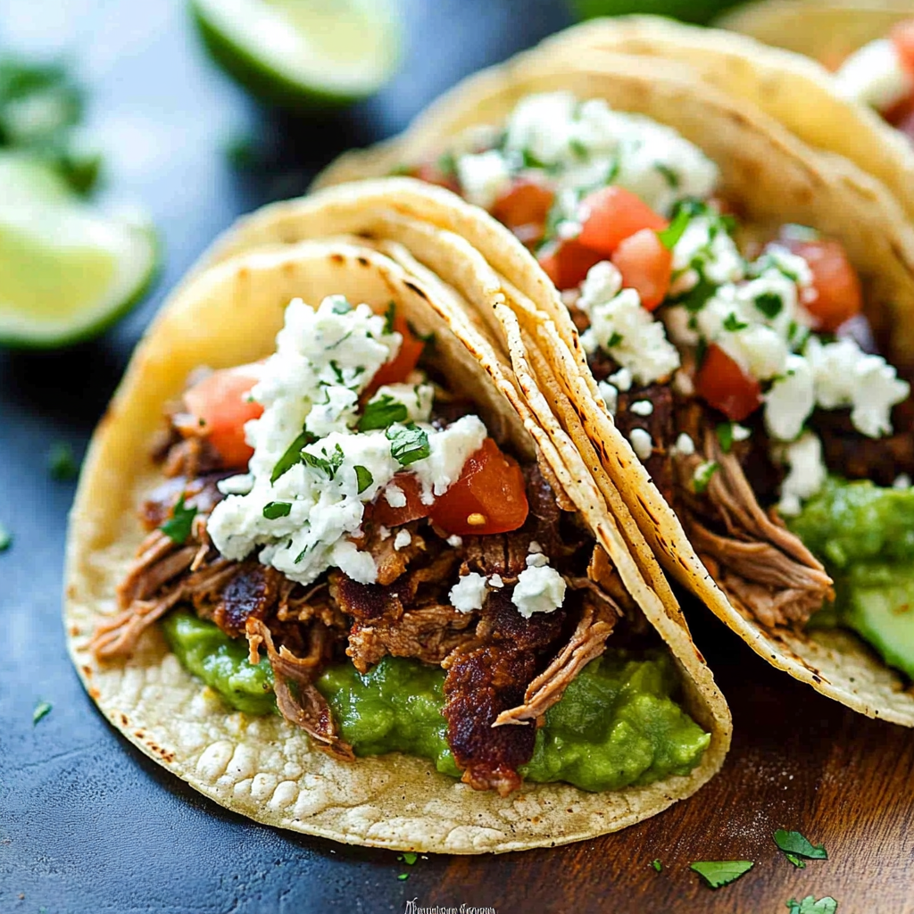 Recipe preparation for Smoky Chipotle Beef Tacos with Avocado Crema