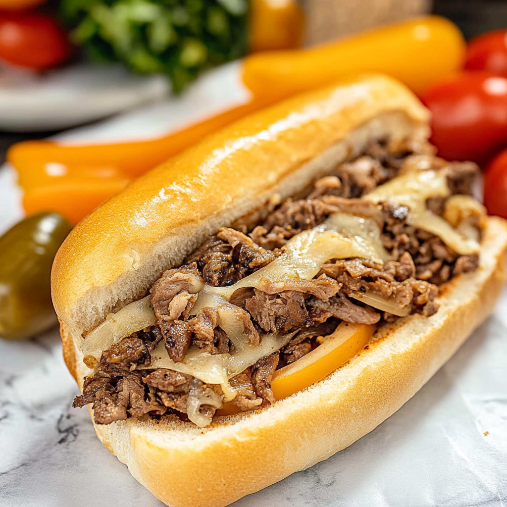 Recipe preparation for Philly Cheesesteak Sandwiches