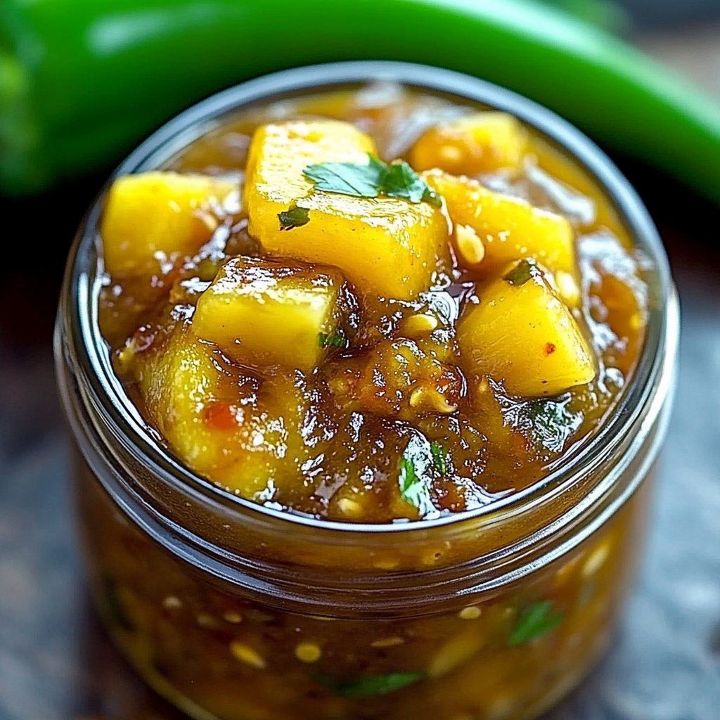 Recipe preparation for Spicy Pineapple Jalapeño Chutney