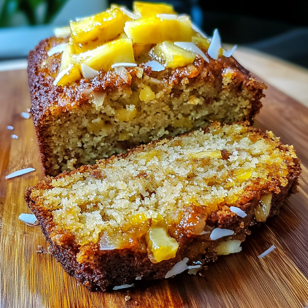 Recipe preparation for Coconut Pineapple Banana Bread