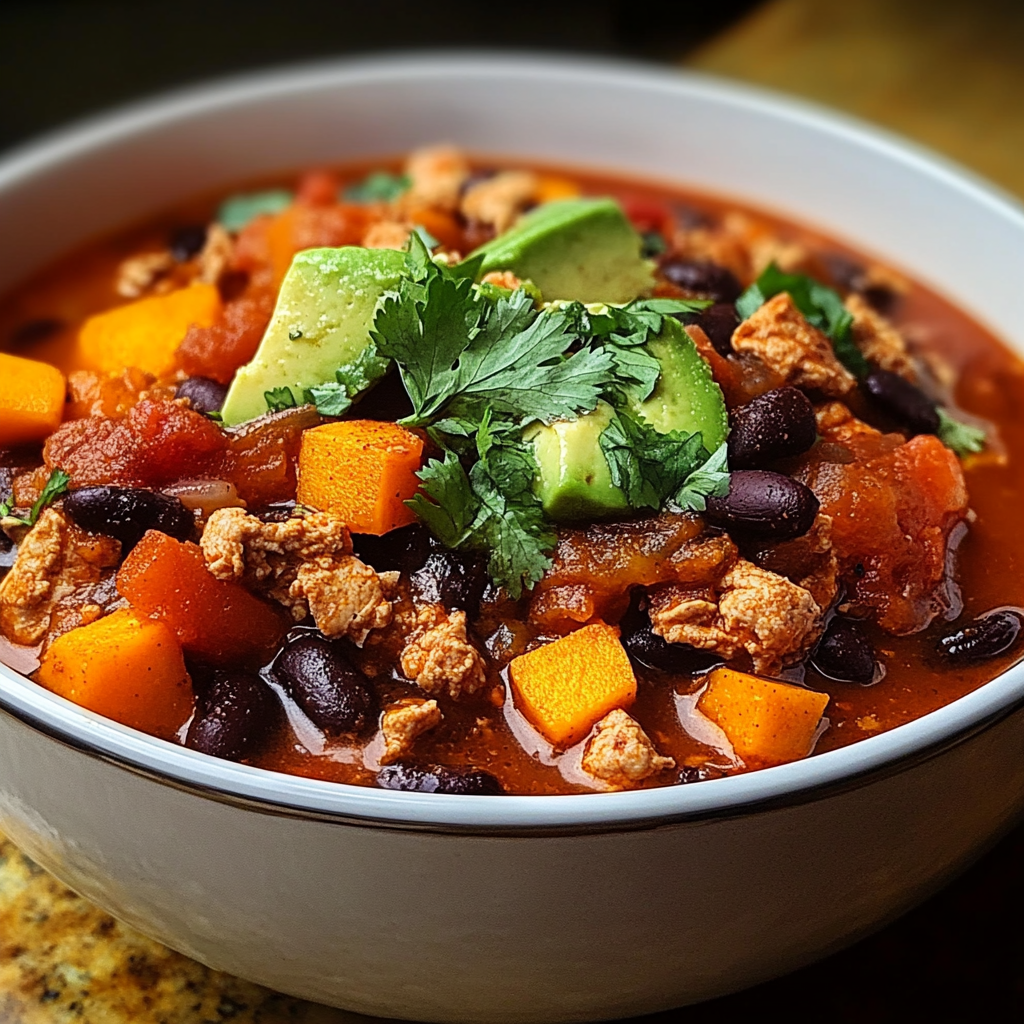 Recipe preparation for Turkey Sweet Potato Chili