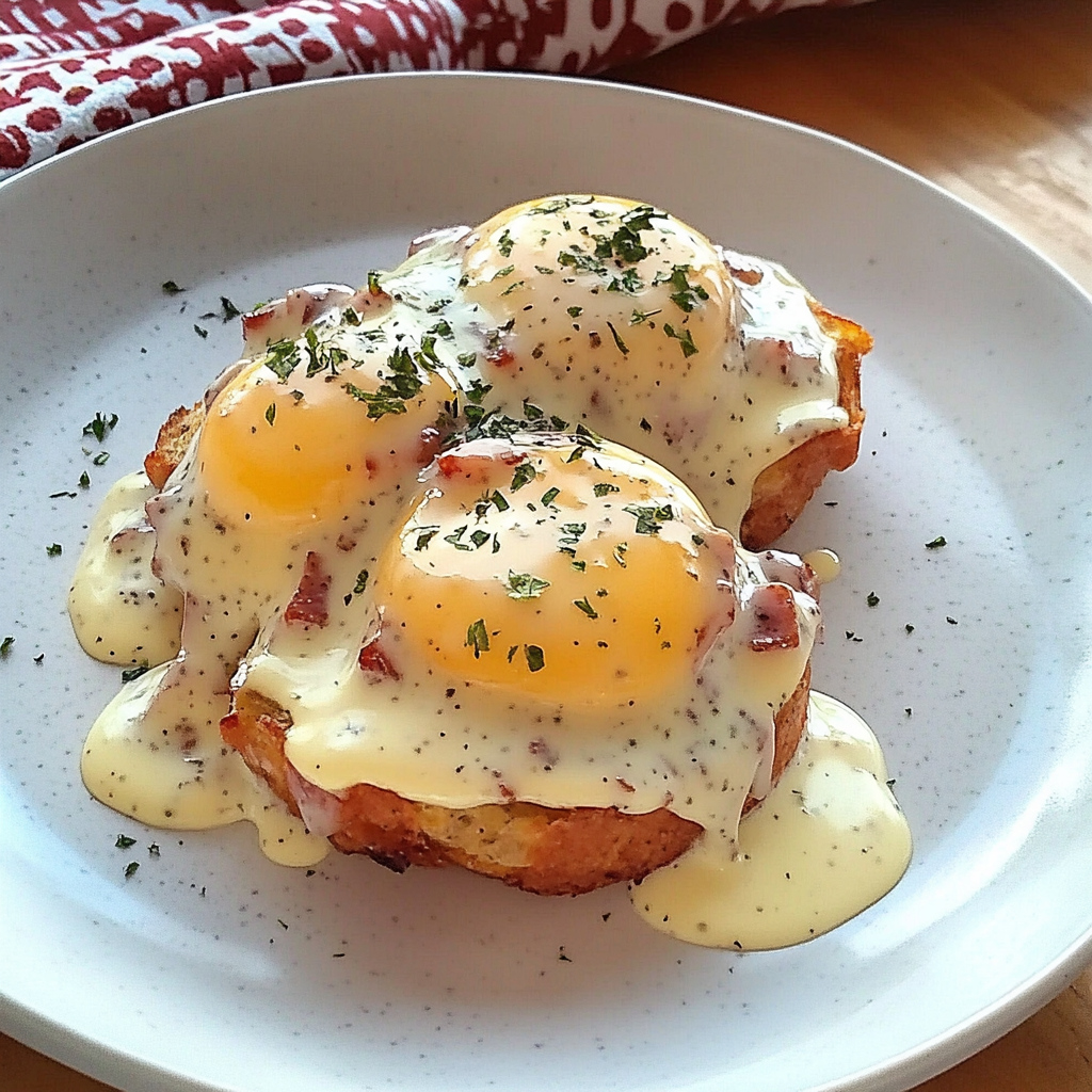 Recipe preparation for Egg Topped Hash Browns with Bacon Gravy