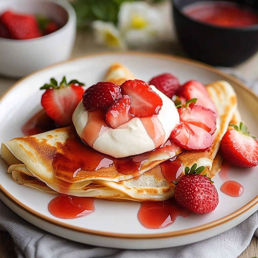 Recipe preparation for Strawberry Crepes