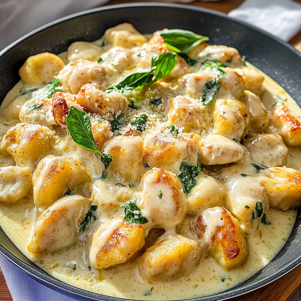 Recipe preparation for Chicken Alfredo Gnocchi