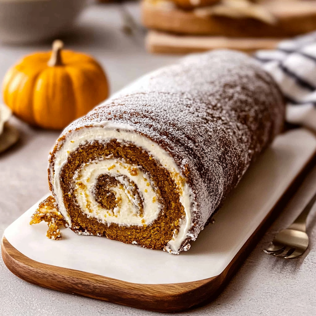 Recipe preparation for Pumpkin Roll Cake